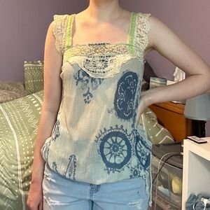 Free People blue lace tank